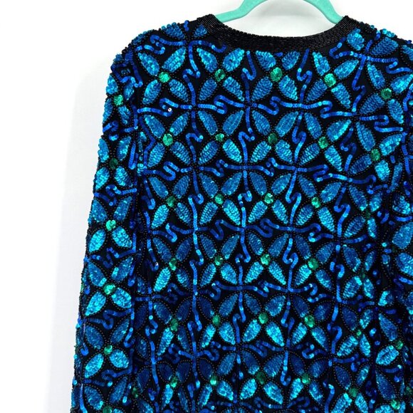 Laurence Kazar vintage sequined blazer 100% silk Woman’s size medium Large - Picture 13 of 15